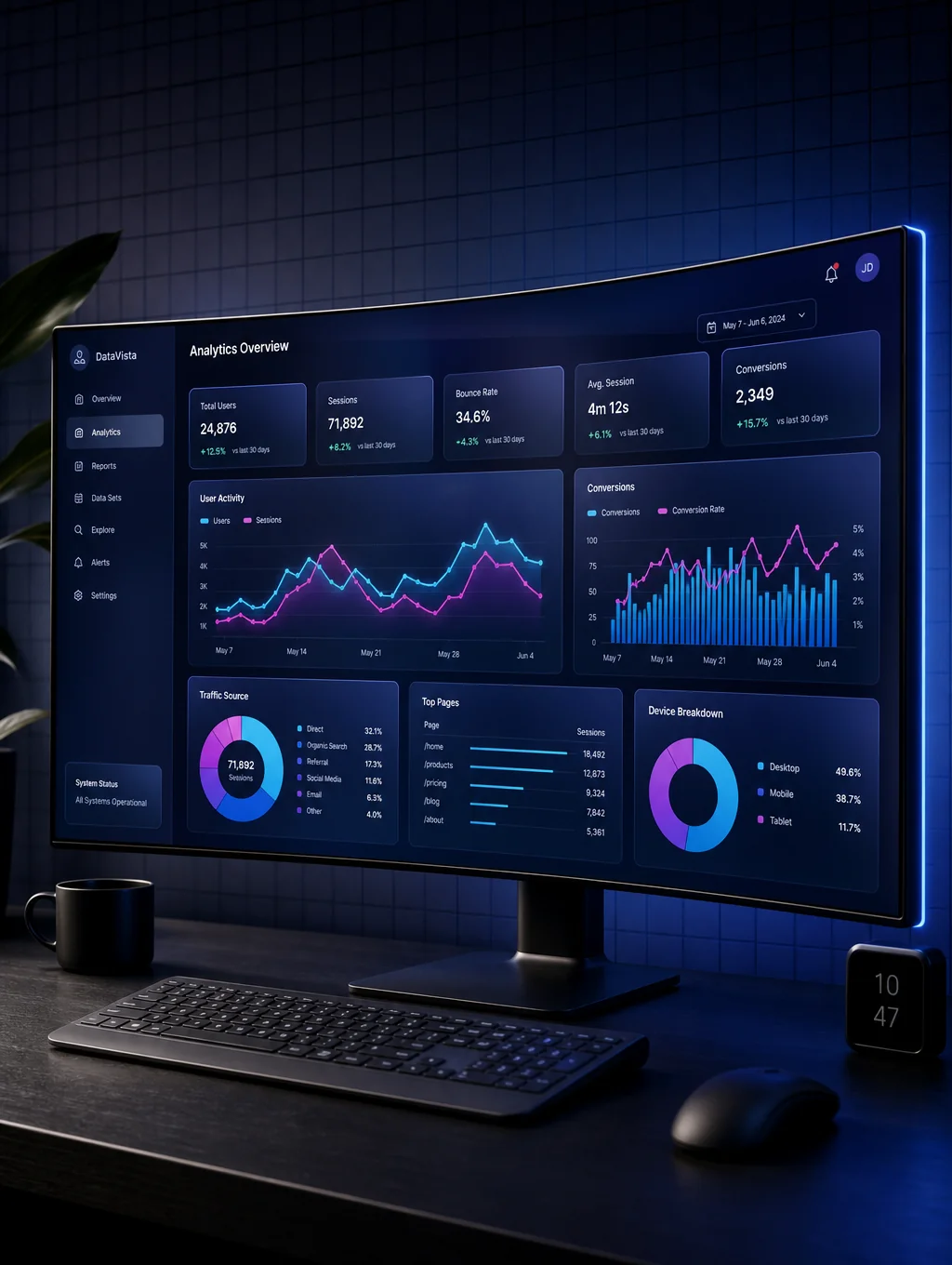 Abstract data visualization on a screen
